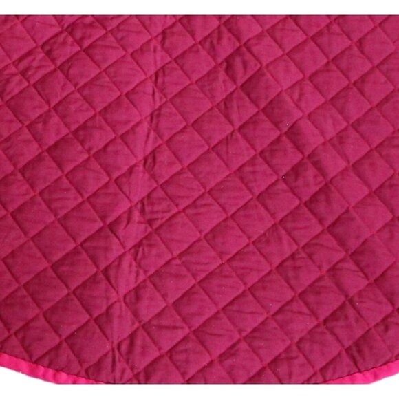 Vintage Christmas Tree Skirt Quilted With Poinsettias Cottage Core Granny - Picture 4 of 5